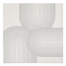 Beige Neutrale Symmetrische Regenboogvorm Wit Perfect Poster