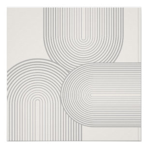Beige Neutrale Symmetrische Regenboogvorm Wit Perfect Poster