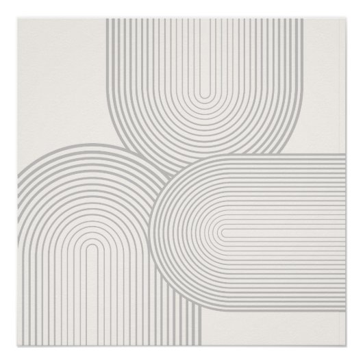 Beige Neutrale Symmetrische Regenboogvorm Wit Perfect Poster (Voorkant)