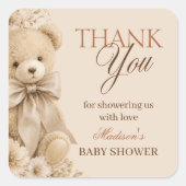 Beige Neutrale Teddybeer Label Bedankt (Voorkant)