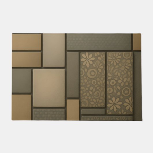 Beige Neutrale Tegels Mozaïekpatroon Deurmat (Voorkant)