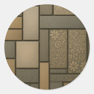 Beige Neutrale Tegels Mozaïekpatroon Ronde Sticker