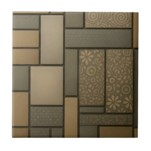 Beige Neutrale Tegels Mozaïekpatroon Tegeltje
