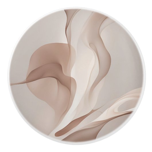 Beige Neutralen Abstracte Kunst Keramische Knop (Voorkant)