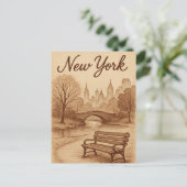 Beige New York Briefkaart (Staand voorkant)