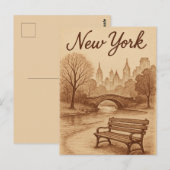Beige New York Briefkaart (Voorkant / Achterkant)