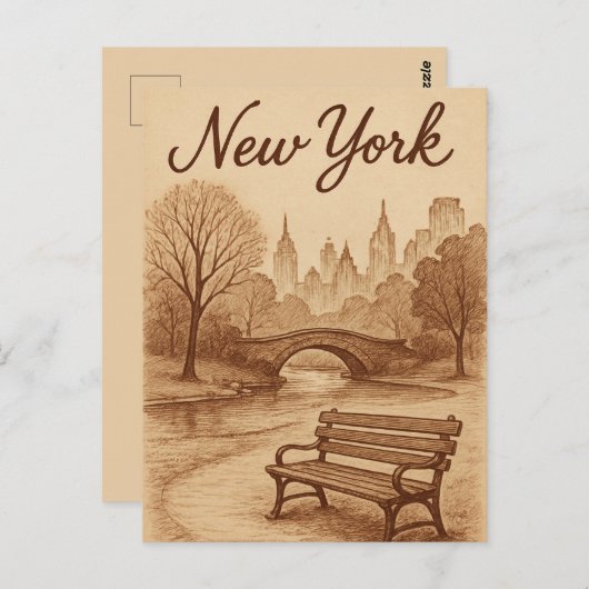 Beige New York Briefkaart (Voorkant / Achterkant)