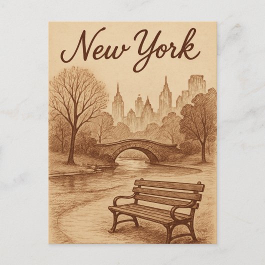 Beige New York Briefkaart (Voorkant)