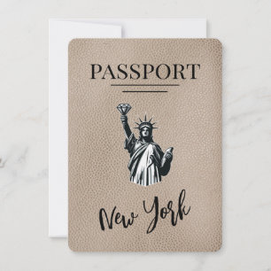 Beige New York City Passport Bewaar de datum Save The Date