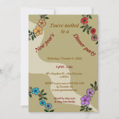 Beige nieuwjaarsdiner met bloemenkrans kaart (Voorkant)