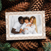 Beige Nordic Snowflake Pattern Foto Feestdagenkaart