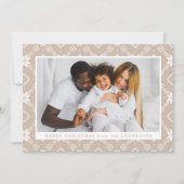 Beige Nordic Snowflake Pattern Foto Feestdagenkaart (Voorkant)