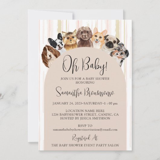 Beige Oh Baby Honden Kaart (Voorkant)