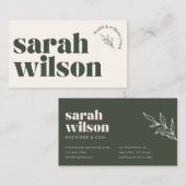 Beige Olive Green Health Wellness Visitekaartje (Voorkant / Achterkant)