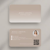 Beige Ombre Moderne minimalistische QR notaris fot Visitekaartje