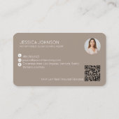 Beige Ombre Moderne minimalistische QR notaris fot Visitekaartje (Achterkant)