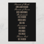 Beige-on-Black Streamline Moderne bruiloft Programmakaart (Achterkant)
