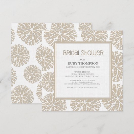 BEIGE onder het Zee koraal modern VRIJGEZELLENFEES Kaart (Voorkant / Achterkant)