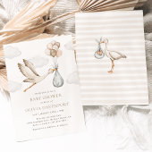 Beige ooievaar bevalling geslachtsneutraal Baby sh Kaart