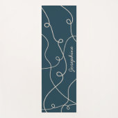 Beige Op Blauwe Geometrische Lussen Patroon En Naa Yogamat (Voorkant)