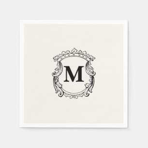 Beige op maat gemaakte monogram wapenschild servet