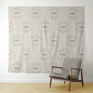 Beige op maat gemaakte witte Logo step and repeat Wandkleed