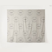 Beige op maat gemaakte witte Logo step and repeat Wandkleed (Voorkant (horizontaal))