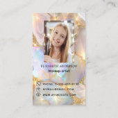 Beige opal agate logo foto Qr code social media Visitekaartje (Achterkant)