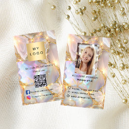 Beige opal agate logo foto Qr code social media Visitekaartje