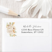 Beige & Oranje Bloem Retour Adres Label (Insitu)