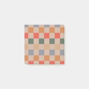 Beige Oranje Bruin Geruit Retro Patroon Post-it® Notes