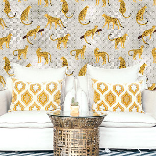 Beige Oranje Cheetah Leopard geometrisch Behang