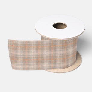 Beige oranje geruit satijnen lint