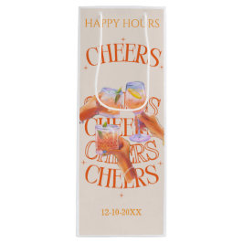 Beige & Oranje Retro Typografie Proost Cocktail Wijn Cadeautas