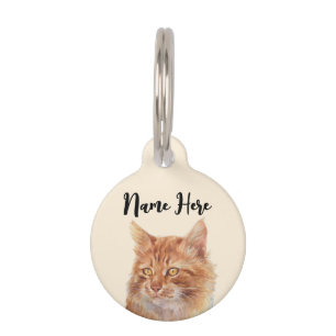 Beige Oranje Zwerf Kat Met Rode Vacht Huisdierpenning