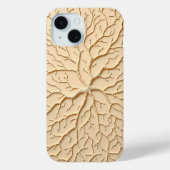 Beige Organic Embossed Branch iPhone Case (Achterkant)