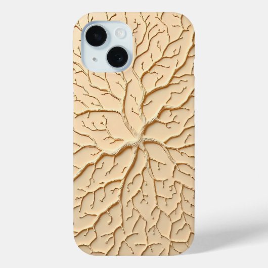 Beige Organic Embossed Branch iPhone Case (Achterkant)