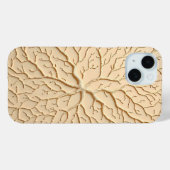 Beige Organic Embossed Branch iPhone Case (Achterkant (horizontaal))