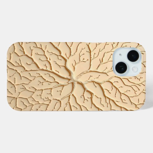 Beige Organic Embossed Branch iPhone Case (Achterkant (horizontaal))