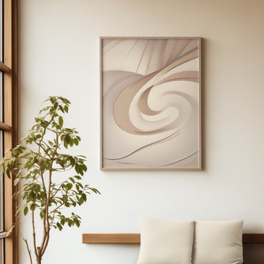 "Beige organische werveling" | Abstracte kunst Poster
