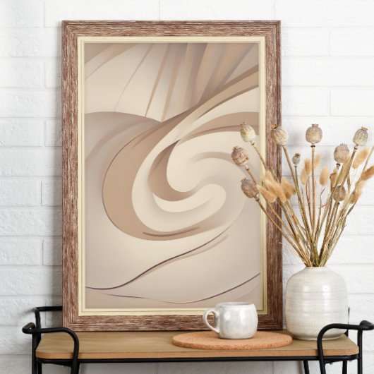 "Beige organische werveling" | Abstracte kunst Poster
