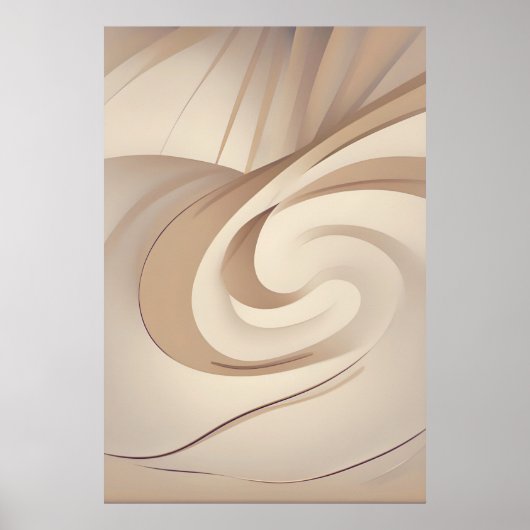 "Beige organische werveling" | Abstracte kunst Poster (Voorkant)