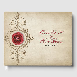Beige Ornament en Red Rose Gastenboek