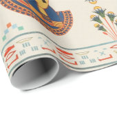 Beige ornamentale Egyptische Tefnut patroon Cadeaupapier (Rol Hoek)