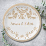 BEIGE OTOMI MEXICAANS PAPIEREN BORDJE<br><div class="desc">Mooie Mexicaanse Otomi patronen in beige kleuren met schattige bloemen en vogels</div>