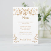 BEIGE OTOMI MEXICAANSE BRUILOFT MENU (Staand voorkant)