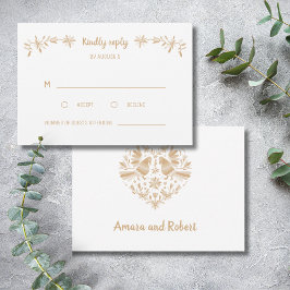 BEIGE OTOMI MEXICAANSE RSVP-KAART