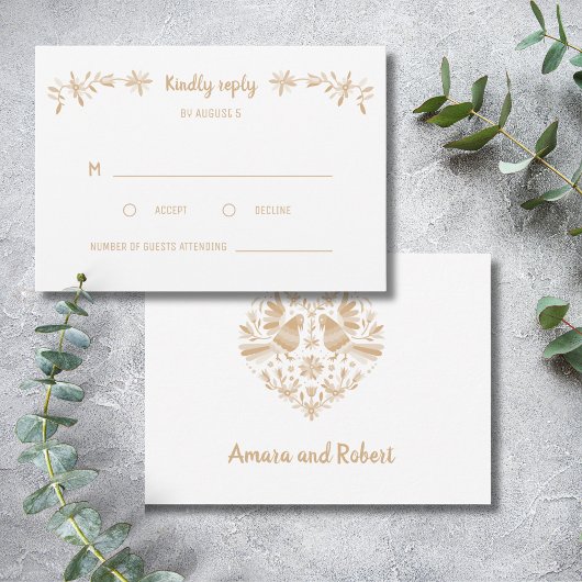 BEIGE OTOMI MEXICAANSE RSVP-KAART