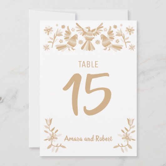 Beige Otomi tafelnummer (Achterkant)