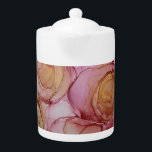 Beige Paarse Floral Theepot<br><div class="desc">Beige Paarse Florale theepot. Het originele kunstwerk was gemaakt van alcoholinkt in de kleuren beige,  bruin,  aubergine en messing. Beige Paarse Florale theepot. Originele kunst van de internationale abstracte kunstenaar Pauline Benjes.</div>